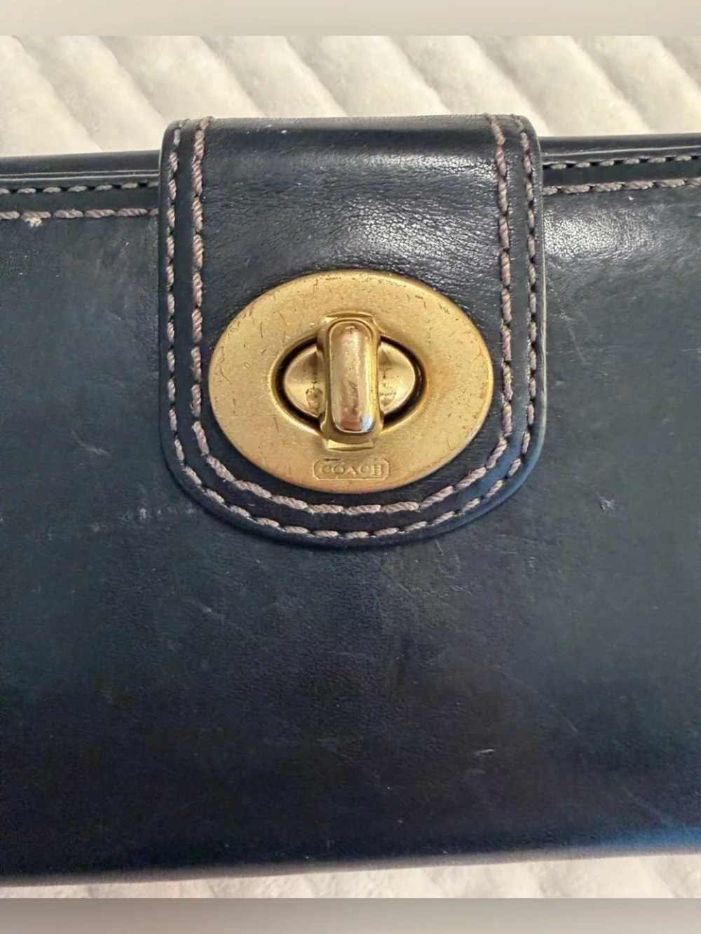 Coach Black Leather Wallet with Gold Turnlock